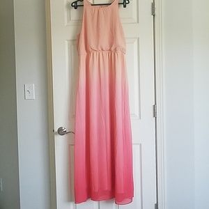 Beautiful Ombre High Neck Keyhole Maxi Dress